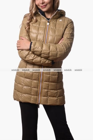 Giubbotto Kway donna blu scuro beige reversibile Denise st thermo double