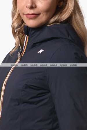 Giubbotto Kway donna blu scuro beige reversibile Denise st thermo double