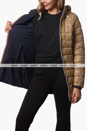 Giubbotto Kway donna blu scuro beige reversibile Denise st thermo double