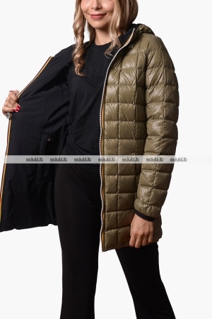 Giubbotto Kway donna nero verde scuro reversibile Denise st thermo double
