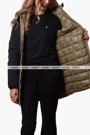Giubbotto Kway donna nero verde scuro reversibile Denise st thermo double