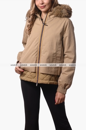 Giubbotto Kway donna beige khaki Tosca wax cotton nylon