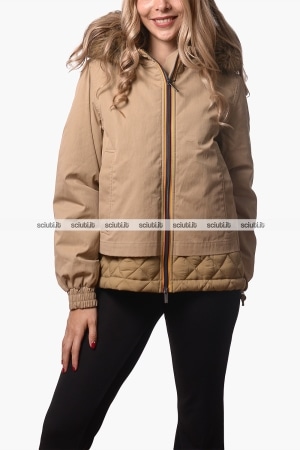 Giubbotto Kway donna beige khaki Tosca wax cotton nylon