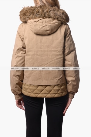 Giubbotto Kway donna beige khaki Tosca wax cotton nylon