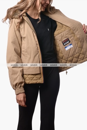 Giubbotto Kway donna beige khaki Tosca wax cotton nylon